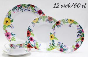 Zastawa, Serwis obiadowy 12os. Mozaika z porcelany