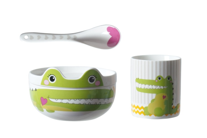 Zestaw porcelanowy dla dzieci krokodyl 