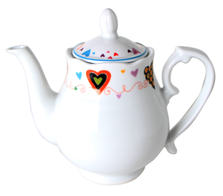 Czajniczek z porcelany w serca