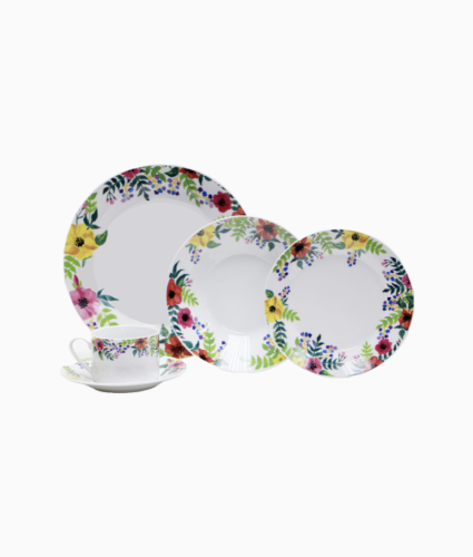 Zastawa, Serwis obiadowy 12os. Kwiaty z porcelany