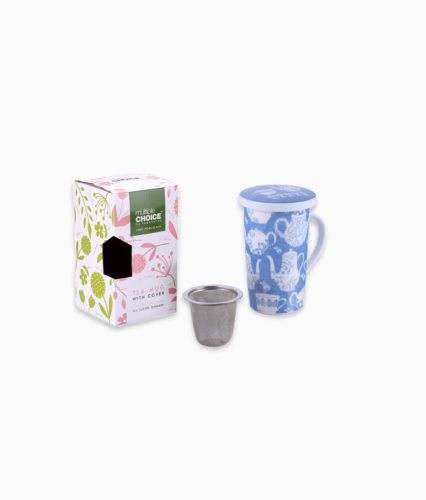 Kubek porcelanowy z zaparzaczem niebieski
