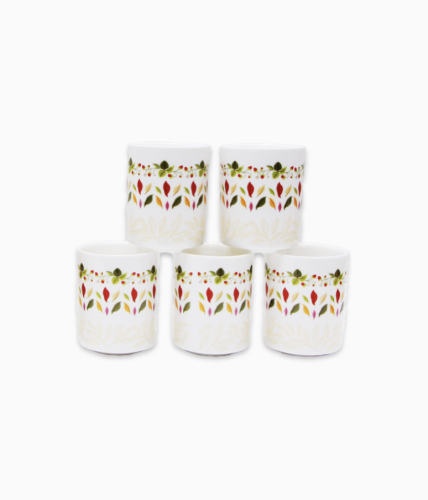 Kubek, czarka do herbaty, Listki, porcelana 140ml